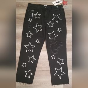 Embellished 15/32 Distressed Star Jeans